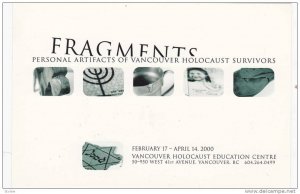 Fragments Personal Artifacts of Vancouver Holocaust Survivors,  Vancouver, B....