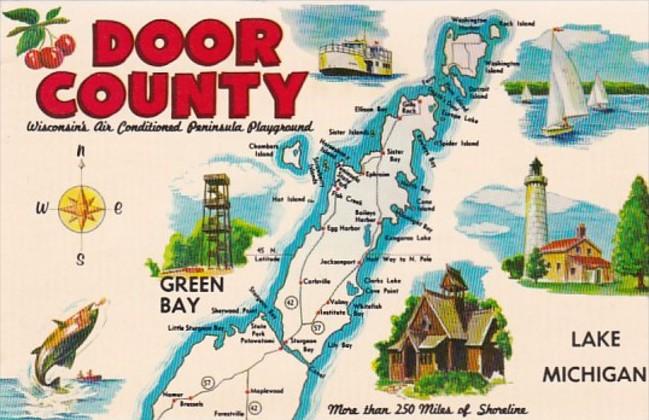 Map Of Door County Wisconsin 1975