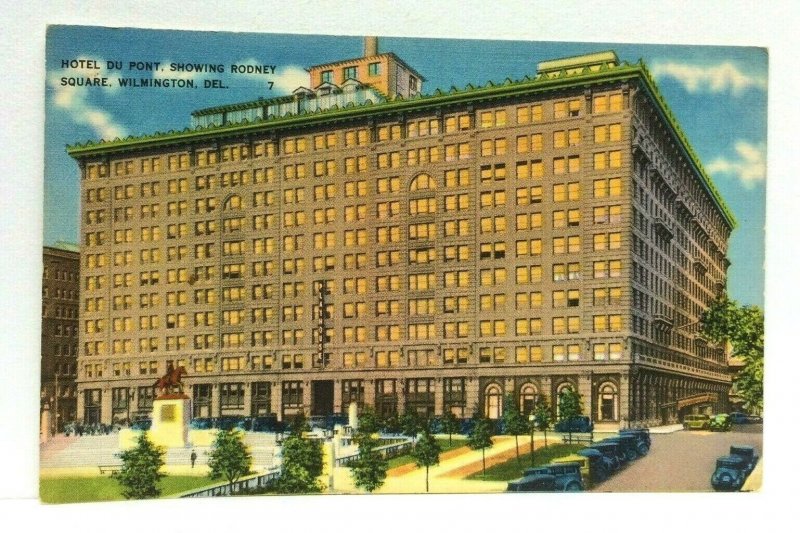 Wilmington Delaware Hotel Du Pont Rodney Square Linen Vintage Postcard