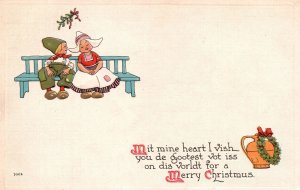 Vintage Postcard 1913 With My Heart I Wish You Do Good Merry Christmas Greetings