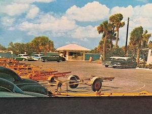 Postcard  Trailers and Old Chrome Cars at Boat Ramp in Riviera Beach,  FL.  X6