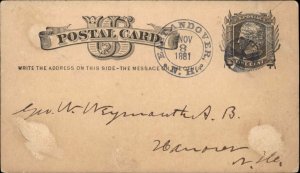 East Andover NH 1881 Postal Card FANCY CANCEL Cover