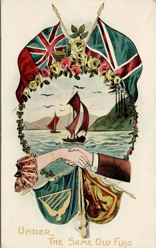 Under The Same Old Flag Patriotic England Ireland Wales Postcard G27