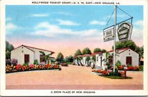 Linen Postcard Hollywood Tourist Court US 90 East in New Orleans, Louisiana