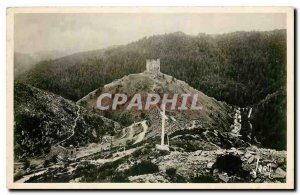 Postcard Old Approx St Flour Cantal feudal ruins of the Chateau of Alleuze