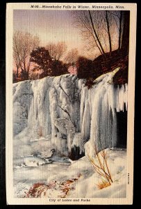 Vintage Postcard 1942 Minnehaha Falls in Winter, Minneapolis, Minnesota (MN)