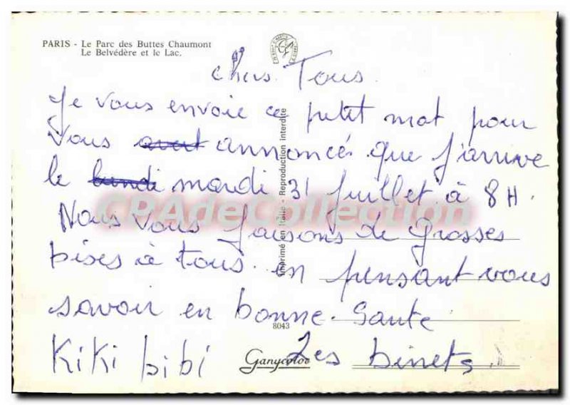 Modern Postcard Paris Le Parc Des Buttes Chaumont