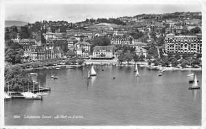 Lot 62 lausanne ouchy le port vu d avion real photo boat switzerland