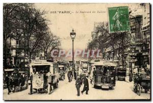 Paris Old Postcard Italian Boulevard (Highway Bus)