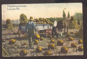 LANCASTER MISSOURI MO. PUMPKIN FARMING 1910 COLUMBIA MO. VINTAGE POSTCARD