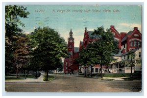 1913 S. Forge Street Showing High School, Akron Ohio OH Posted Postcard 