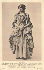 Vintage 1913 Victoria & Albert Museum Dress Postcard Silk Brocade 1780