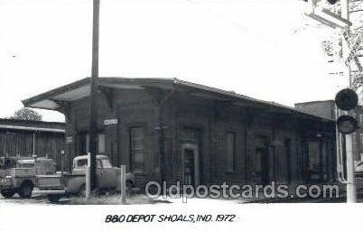 Band O Depot, Shoals, IN, USA Kodak Real Photo Paper Train Railroad Station D...