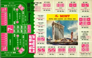 Advertising Postcard Craps Gaming Guide The Mint Hotel in Las Vegas, Nevada