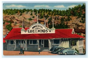 Entrance Cave of Winds Manitou Springs Colorado Classic Cars Antique Postcard 