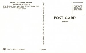 Postcard Lowell Covered Bridge Single Span Howe Construction Lane Co. Oregon OR