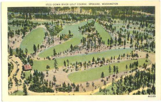 Linen Air View of Down River Golf Course, Spokane, Washington, WA