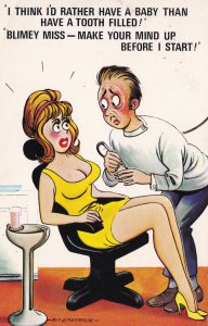 Dentist Lady Having A Filling Comic Postcard