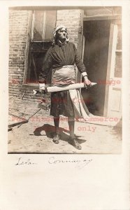 Unknown Location, RPPC, Lelan Connaray Holding a Wood Sword, Photo