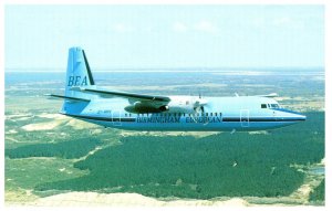 Birmingham European Airways Fokker 50 Airplane Postcard