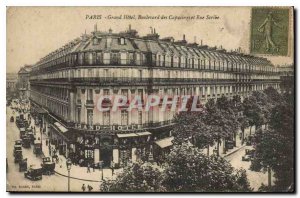 Postcard Old Paris Hotel Boulevard des Capucines and Rue Scribe