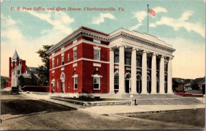 Postcard U.S. Post Office and Court House in Charlottesville, Virginia