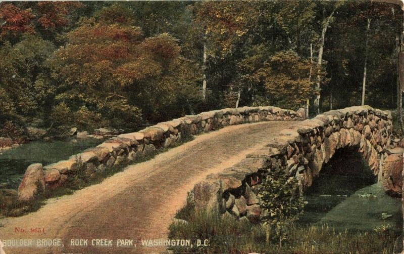 Postcard Boulder Bridge Rock Creek Park Washington DC