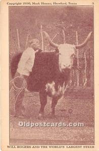 Will Rogers and the World's Largest Steer 1936 Mark Hanna, Hereford, Texas, T...