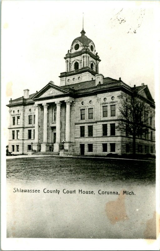 Vtg Postcard RPPC 1940s -Shiawassee County Court House - Corunna Michigan MI