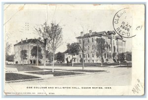 1906 Coe College Williston Hall Exterior Building Cedar Rapids Iowa IA Postcard