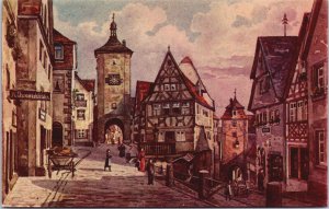 Germany Rothenburg ob der Tauber Plönlein Vintage Postcard C218