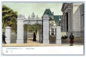 Providence Rhode Island Postcard Brown Gate Entrance Scene c1905's Tuck Antique