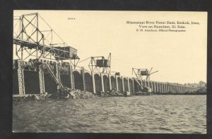 HAMILTON ILLINOIS KEOKUK IOWA MISSISSIPPI RIVER POWER DAM VINTAGE POSTCARD