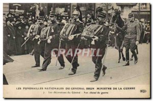 Postcard Old Army National Medal funeral of General Brown Minister of War Dec...