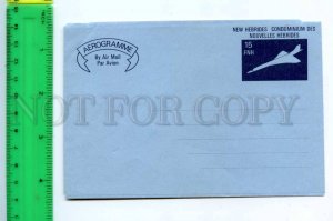 419358 NEW HEBRIDES Concord plane air letter aerogramme 15f postal COVER
