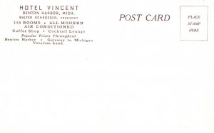 Vintage Postcard 1920's View of The Hotel Vincent Benton Harbor Michigan MI