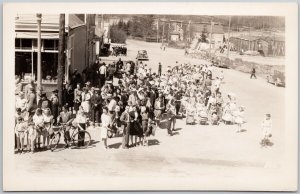 Prince Rupert BC People on Street Parade ?? Unused RPPC Postcard D96
