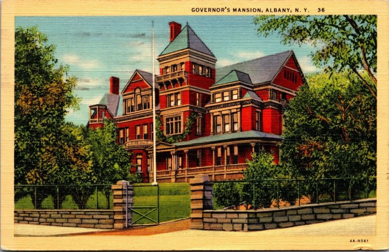 Albany, New York, NY, Governor's Mansion, 1934 Linen Vintage Postcard