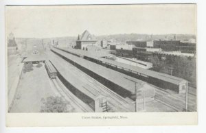 Springfield MA Railroad Union Station Train Sheds Depot Postcard