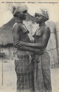 WEST AFRICA SENEGAL ETHNIC NUDE YOUNG MANDINGUE GIRLS BARE BREASTS NAF048