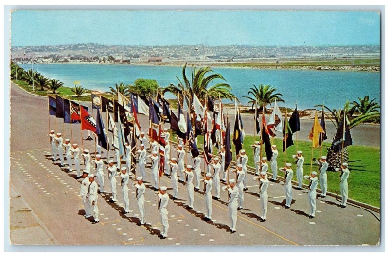 1960 US Naval Training Center With States Flags San Diego California CA Postcard