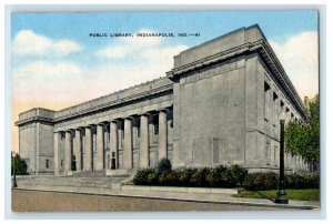 1945 Public Library Building Street View Indianapolis Indiana IN Postcard 