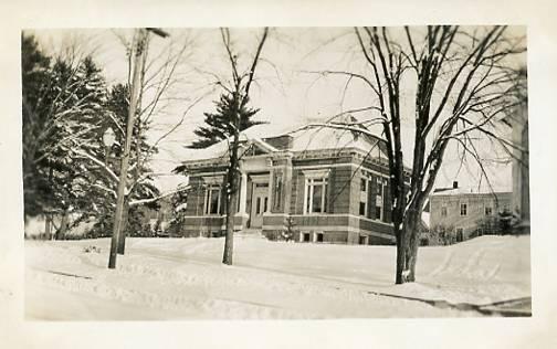 NH - Whitefield, The Library in Winter  RPPC