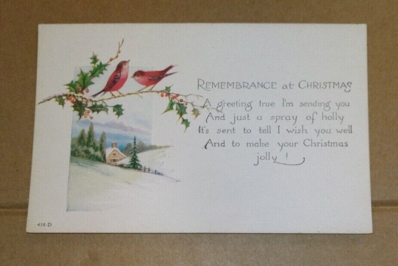 VINTAGE POSTCARD - UNUSED - REMEMBRANCE AT CHRISTMAS