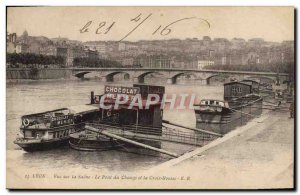 Old Postcard Lyon View Saone Bridge currency and the Croix Rousse Chocolat Me...
