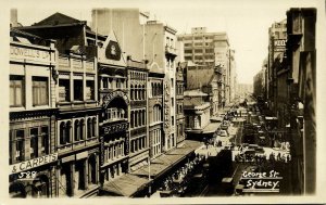 australia, NSW, SYDNEY, George Street, Tram Street Car (1930s) RPPC Postcard