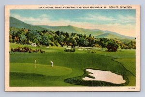 GOLF COURSE FROM CASINO WHITE SULPHUR SPRINGS WEST VIRGINIA POSTCARD (1936)