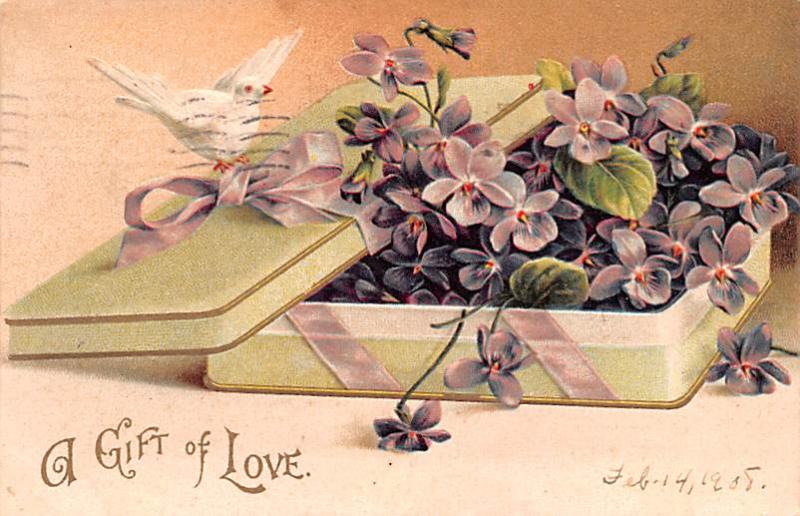 Artist Ellen Clapsaddle Valentines Day 1908 light postal marking on front