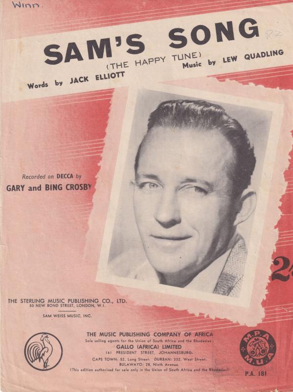 Sams Song Bing Crosby Rare South African 1960s Sheet Music