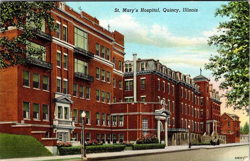 Postcard HOSPITAL SCENE Quincy Illinois IL AM2126